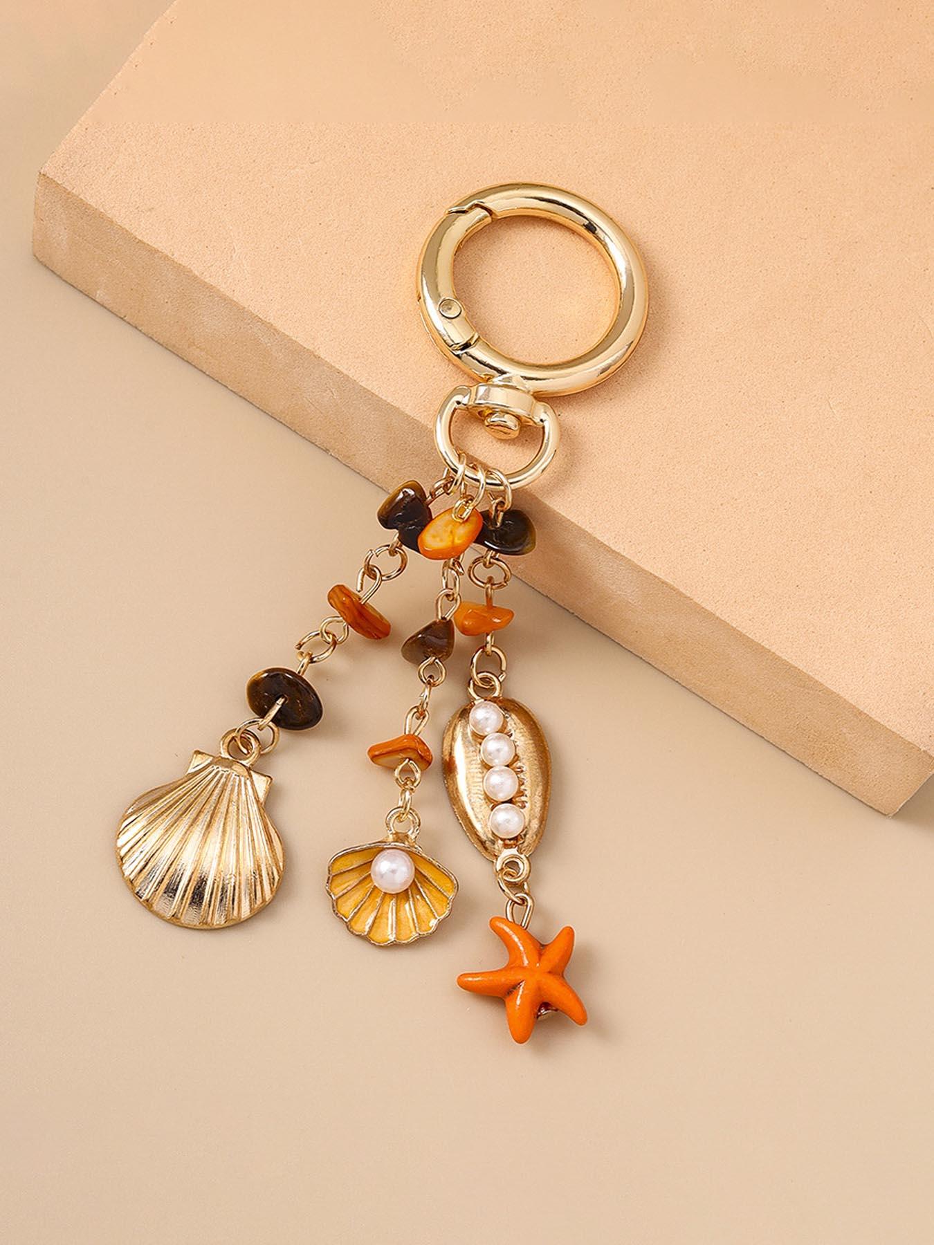 Colorful Starfish Shell Keychain, Cute Bohemian Style, Versatile Key Chain, Beach Bag Accessory, Unisex Design, Perfect Gift