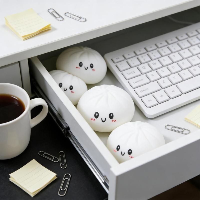 Simulation Steamer Baozi Stress Relief Toy, Colorful Smile Face, Quick Rebound, Large Baozi, Fun Squeeze Toy for Relaxation