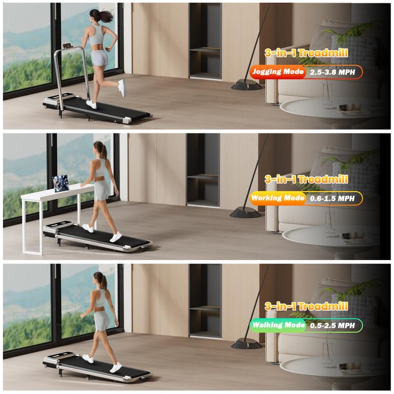 YAGUD Upgraded Folding Walking Pad Treadmill with Incline, 265lbs Weight Capacity, Low-Noise Motor, Wide Belt, Dual Shock Absorption, Remote Control & Wheels, Free Resistance Bands Included