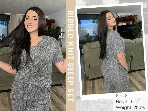 Ekouaer Women's Pajamas Set: Short Sleeve Top & Capri Pants. Soft, Breathable Pjs for Lounge & Sleep. S-XXL Sizes. Basic Collar, Comfortable Loungewear. Spring Essentials for Women.