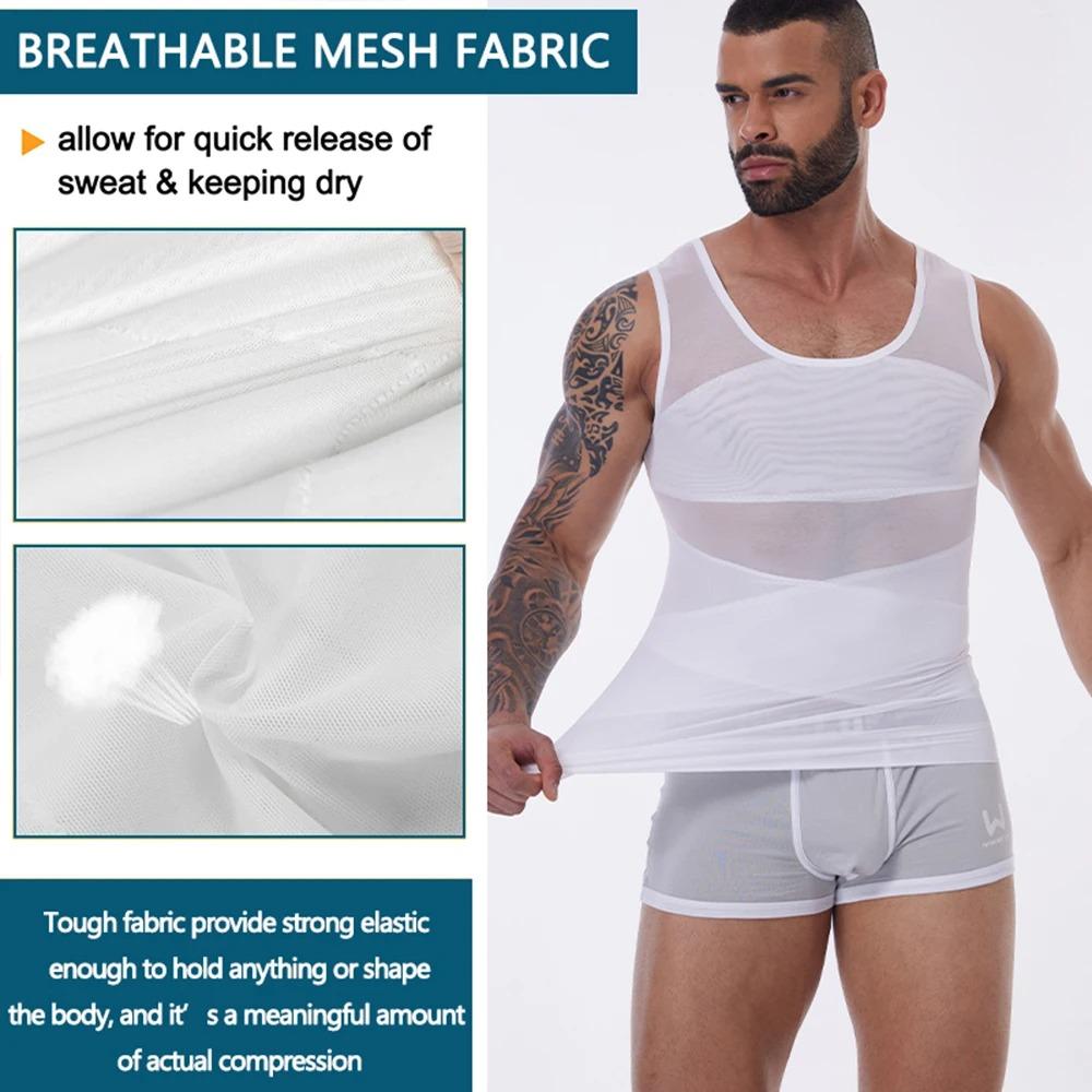 1/2/3/4 Pack Menswear Body Shaper Shapewear Vest Tummy Control Compression Underwear Lightweight Sports Workout Tank Tops Stretchy Breathable Mesh Shirt Clothes Elastic Gamis Bestie SpringStatements