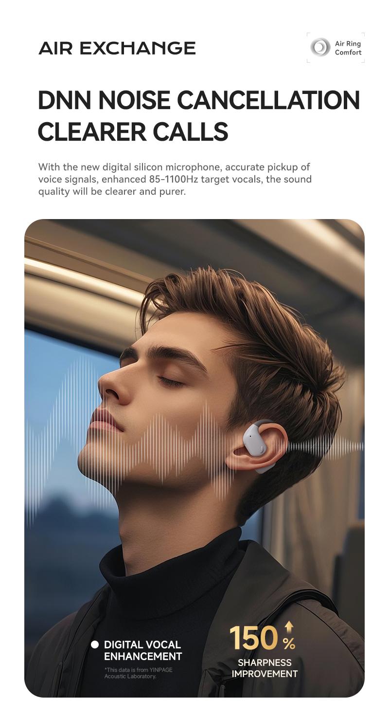 YINPAGE Open Air Mic Headset IPX5 Waterproof Sport Headphone with Charging Case for Outdoor Activities Wireless Sport Earbuds 88dB Audio Chargeable Electronic Black