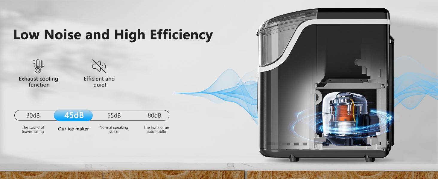 Electactic Nugget Countertop Ice Maker with Soft Chewable Pellet Ice, Pebble Portable Ice Machine, 34Lbs/Day, Self-Cleaning, Sonic Ice Maker, One Button Operation, for Kitchen,Office Stainless Steel Black