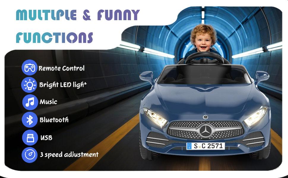 Licensed Mercedes-Benz CLS 350,12V Kids Ride On Electric Car w/Parents Control,2WD,Four-Wheel Suspension Kids Ride On toy, Music, Bluetooth, Headlights, Slow Start, Adjustable Speed For Kids Aged 2-4.