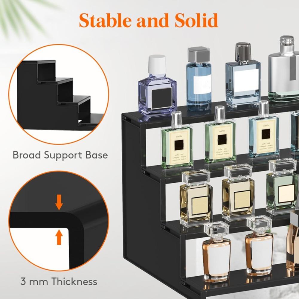 4 Tier Black Display Stand for Cologne,Perfume,Figures, Cupcake, Dessert, Spice, Fragrance, Countertop, Vanity, Dresser, Cabinet Use Racks Set Organizer