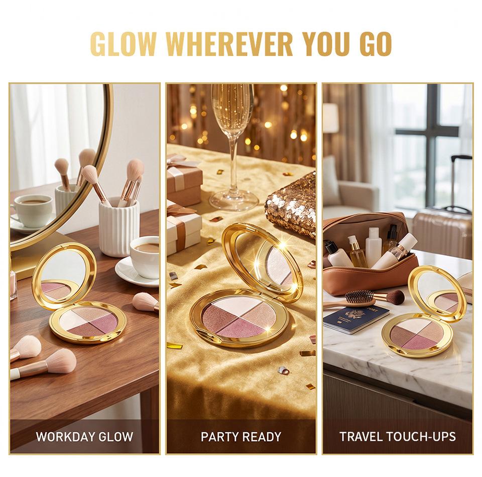 Four-Color Eye & Cheek Multi-Use Palette, Highlighting and Contouring, Versatile Makeup Tool, Enhance Your Look Effortlessly