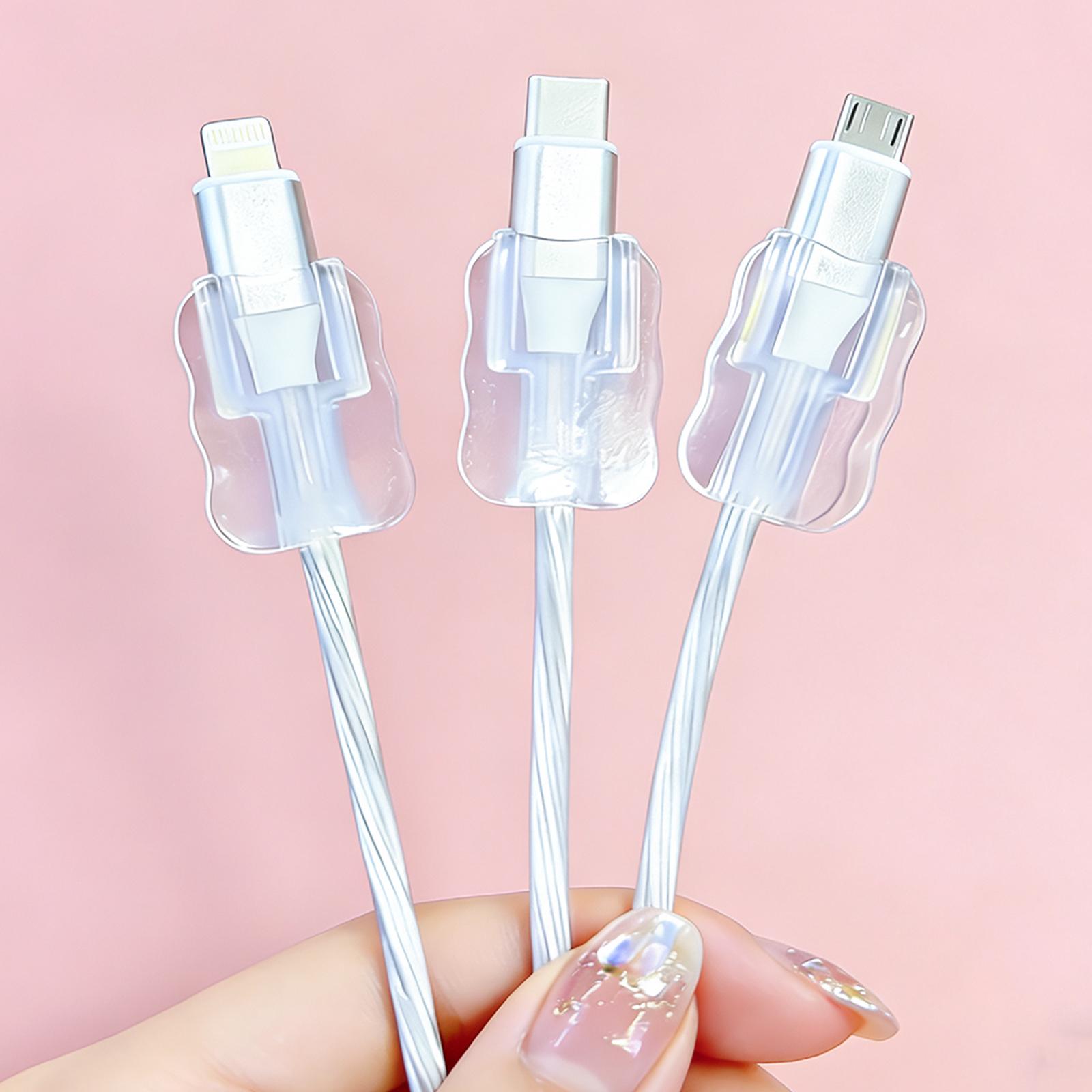 5Pack Cable Protector, Charging Cable Anti-Breaking Clips, USB Data Cable Case, Transparent Line Protector for Lightning, Typc-C, Micro USB Cables, Smartphone Protection Accessories