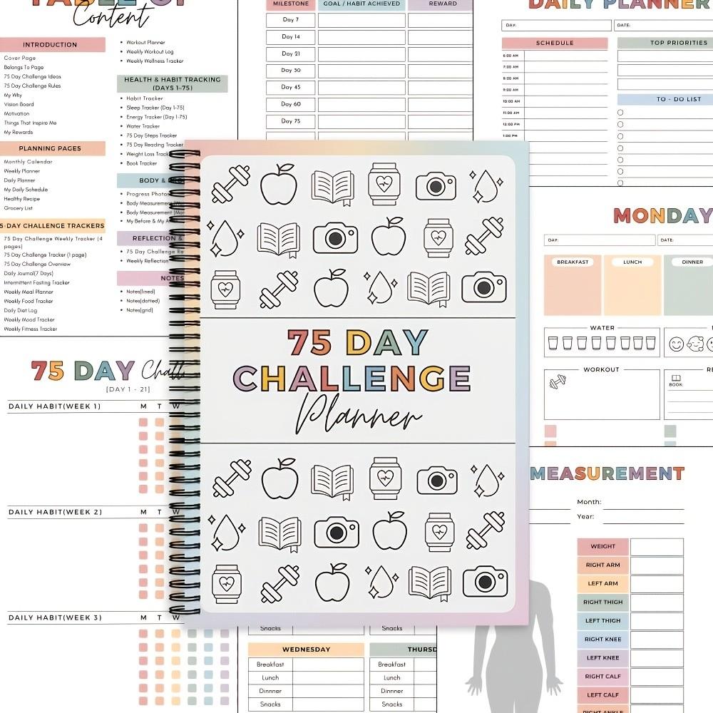 Fitness Transformation Notebook & Habit Tracker - All-in-One Wellness Journal for Daily Goals, Meal Plans, Workout Progress & Body Measurements, Motivational Organizer with Weekly Reflection Pages