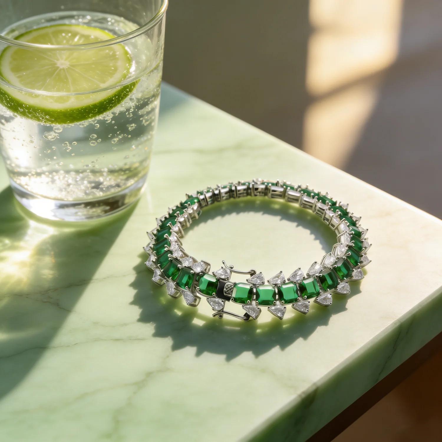 Women's Emerald Zirconia Bracelets Fashion High-end Exquisite Zirconia Bracelets Luxury Jewelry Gifts For Girl