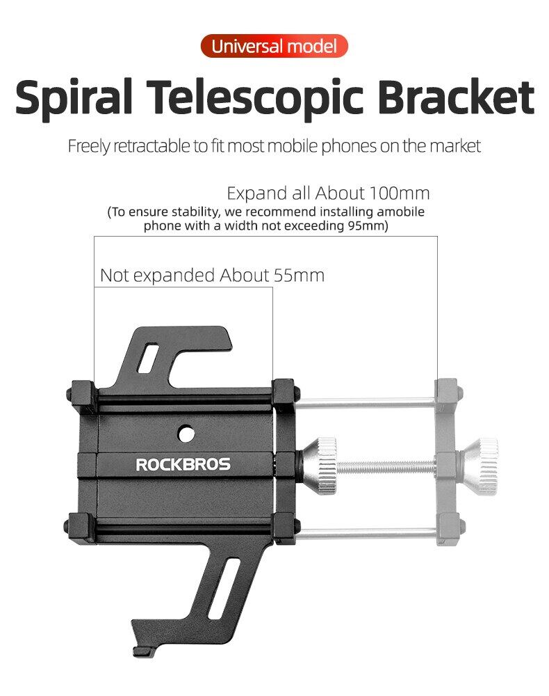 ROCKBROS Bike Phone Mount Holder Motorcycle & Bicycle Handlebar Cell Phone Holder 360° Rotatable Aluminum Phone Clip for iPhone 11 12 13 Pro Max Mini X XR Xs Plus Samsung S21 S20 S10