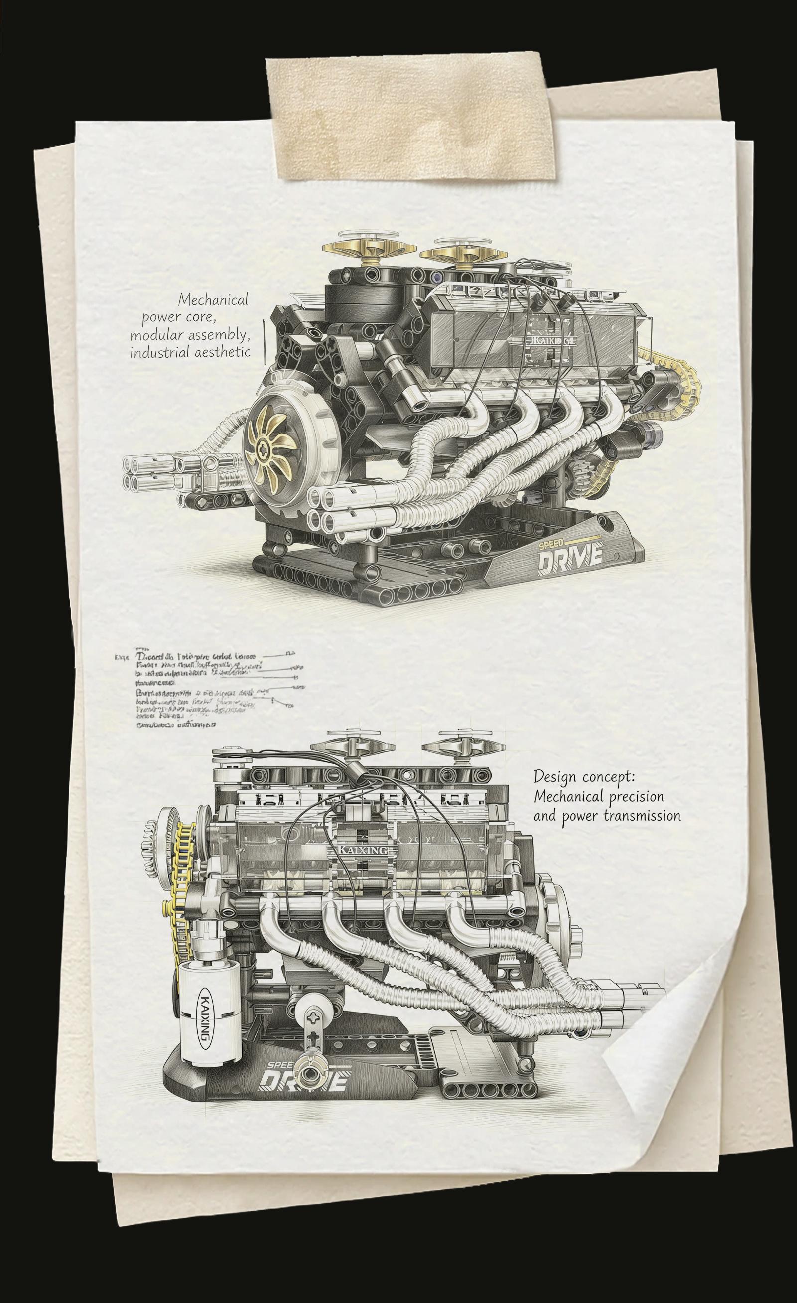 Shelby V8 Engine Building Kit, Remote Control Dynamic Transmission Model, Stem Education Toy, Perfect Gift for Car Enthusiasts