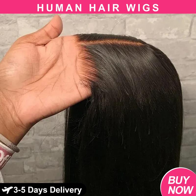 Bling Hair Glueless Wig 9x6 7x5 6x4 Real Human Hair Wigs 150% Density Bone Straight Wig HD Transparent Pre Cut Lace Closure Wig Easy To Go No Glue Need Natural Color