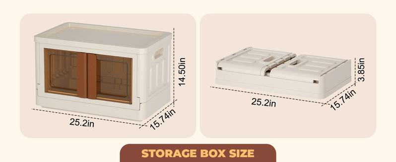 Collapsible Storage Boxes, Lidded Storage Box with Door and Wheels for Cosmetic Storage，Clothes, Tools, Office Supplies, Large Folding Storage Box for Home，3 pcs（32L/72L）
