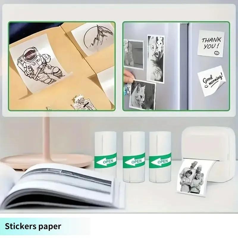 Portable Mini Printer Set, USB Rechargeable Wireless Thermal Printer with Paper, Ideal for Home Office School Portable Photo Printer