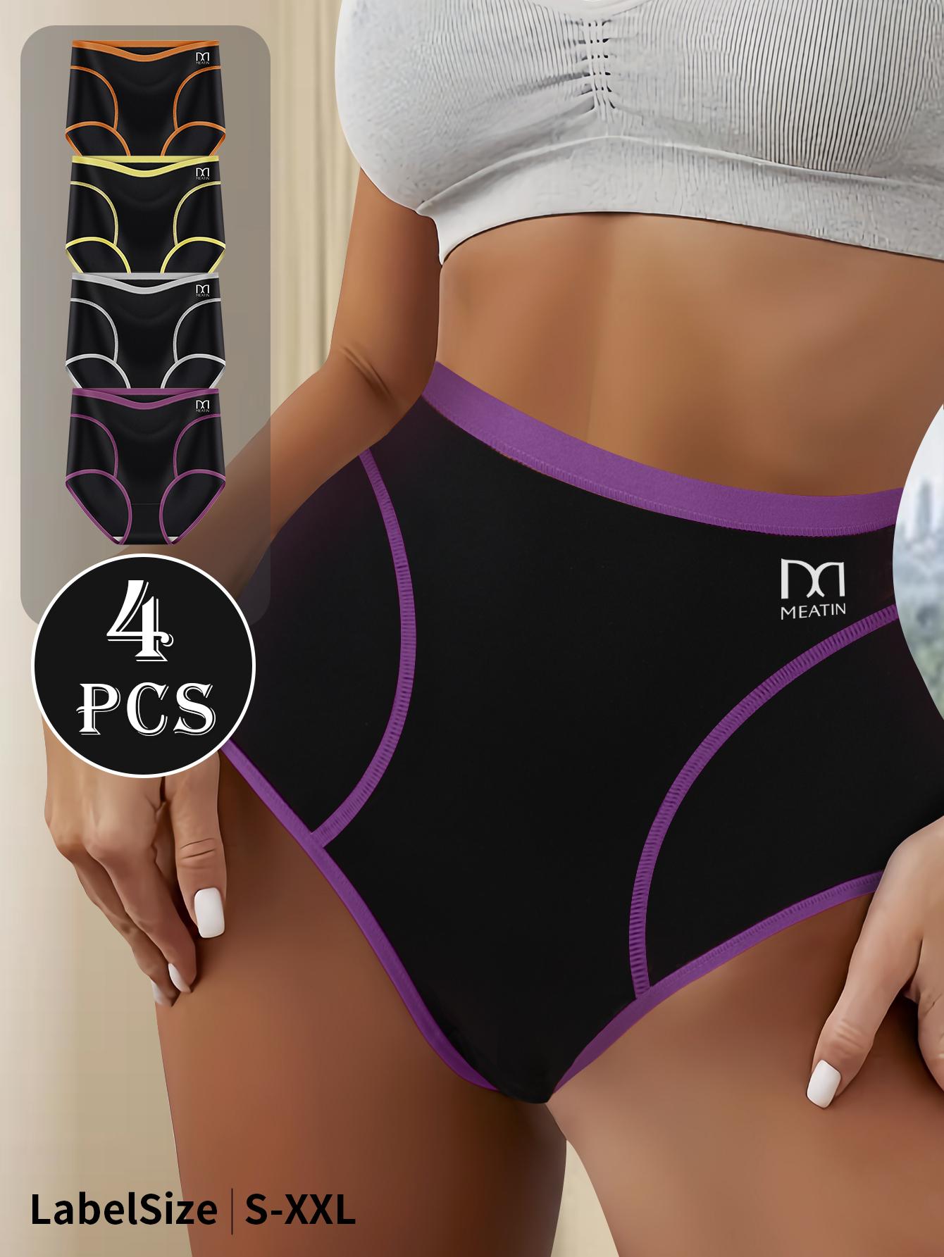 QUASTI 4/8pcs Comfy Chic Colorblock Briefs - Panties with Soft Fabric, Soft Intimates for Women's Lingerie & Underwear - Everyday Basic Essential for Comfort and Confidence