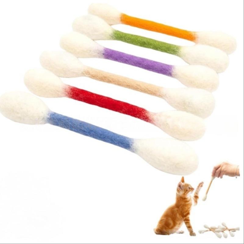 Cotton swab cat toys (6-pack), durable large size, kitten chewable teeth cleaning rope, giant interactive felt cat kicking toy stick, relieves boredom, provides exercise and play, relieves anxiety, aids digestion, and is the perfect gift for cat lovers.
