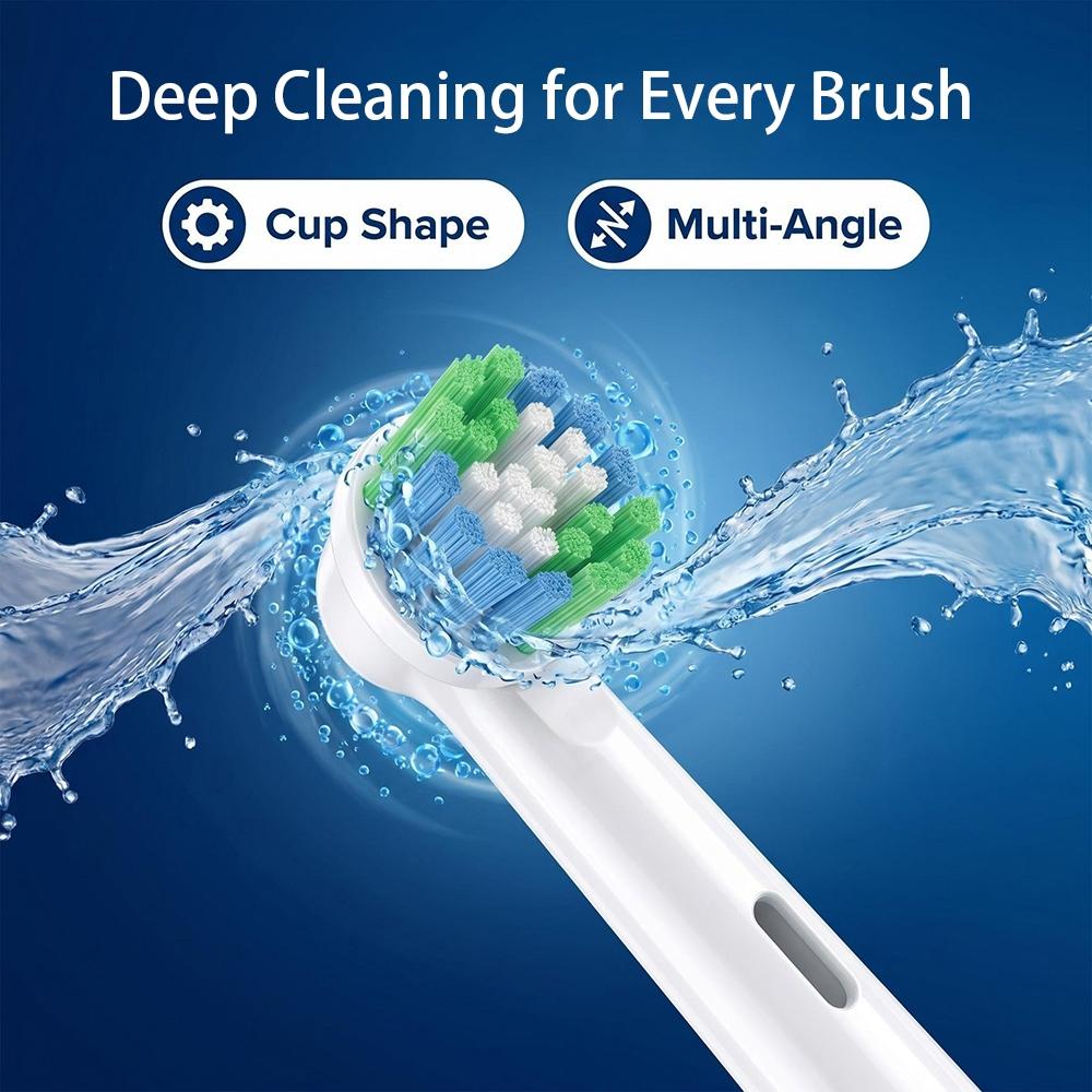Replacement Electric Toothbrush Heads Compatible with Oral-B Rotary Handles, 4 Pack / 8 Pack, 4 Varieties Brush Heads with Protective Dust Caps, Soft Bristle Refills for Deep Clean & Sensitive Gum Care