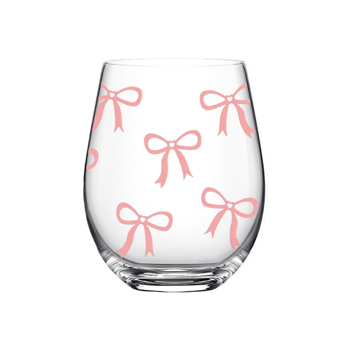 Bow Pattern Stemless Wine Glasses Set, No Stem Wine Glasses, 1/4-Pack, 18oz/540ML Transparent Wine Cups, Ideal for Restaurants & Daily Use