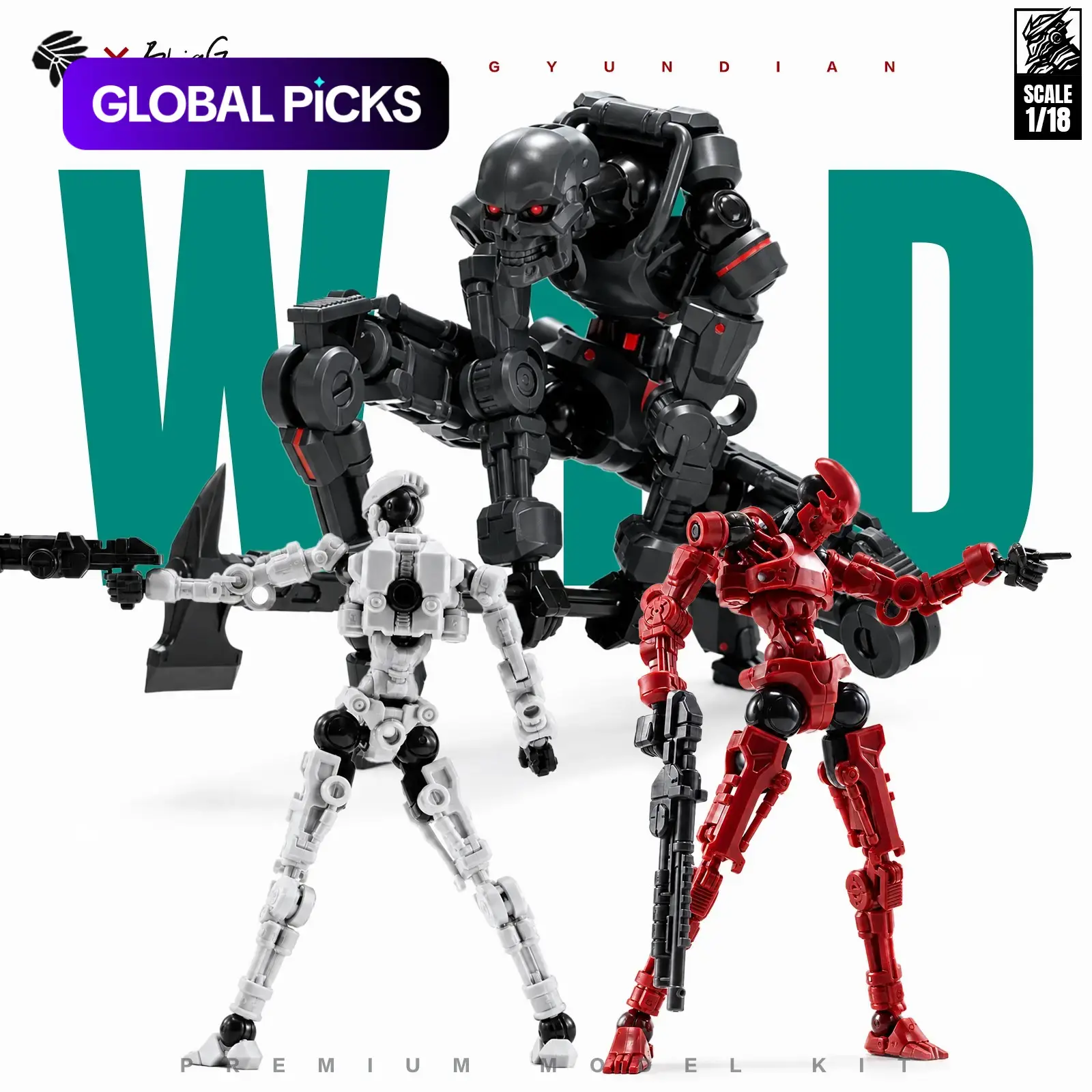 2-Pack Highly Articulated Robot Model Set, Jointed Articulating Figurines, Collectible Articulated Model, Multiple Accessories, Replaceable Head Sculptures, Modular Mechanical Arms, Cyberpunk Desktop Decor, Figurines For Collectors