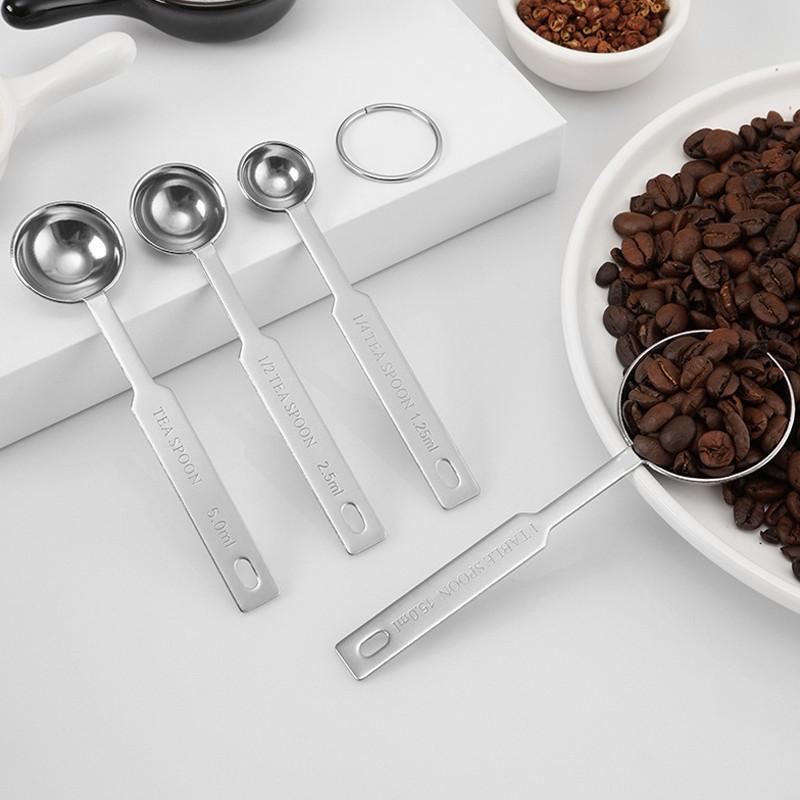Premium Stainless Steel Measuring Spoons, 4 Sizes Metal Measuring Scoops for Baking & Cooking, Dishwasher Safe