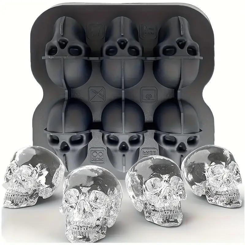Skull Ice Cube Mold, Silicone BPA-Free Freezer Tray, Ice Cube Trays for Freezer, Kitchen Party DIY Soft Drink Coffee Soda Halloween Decor, Home Accessories