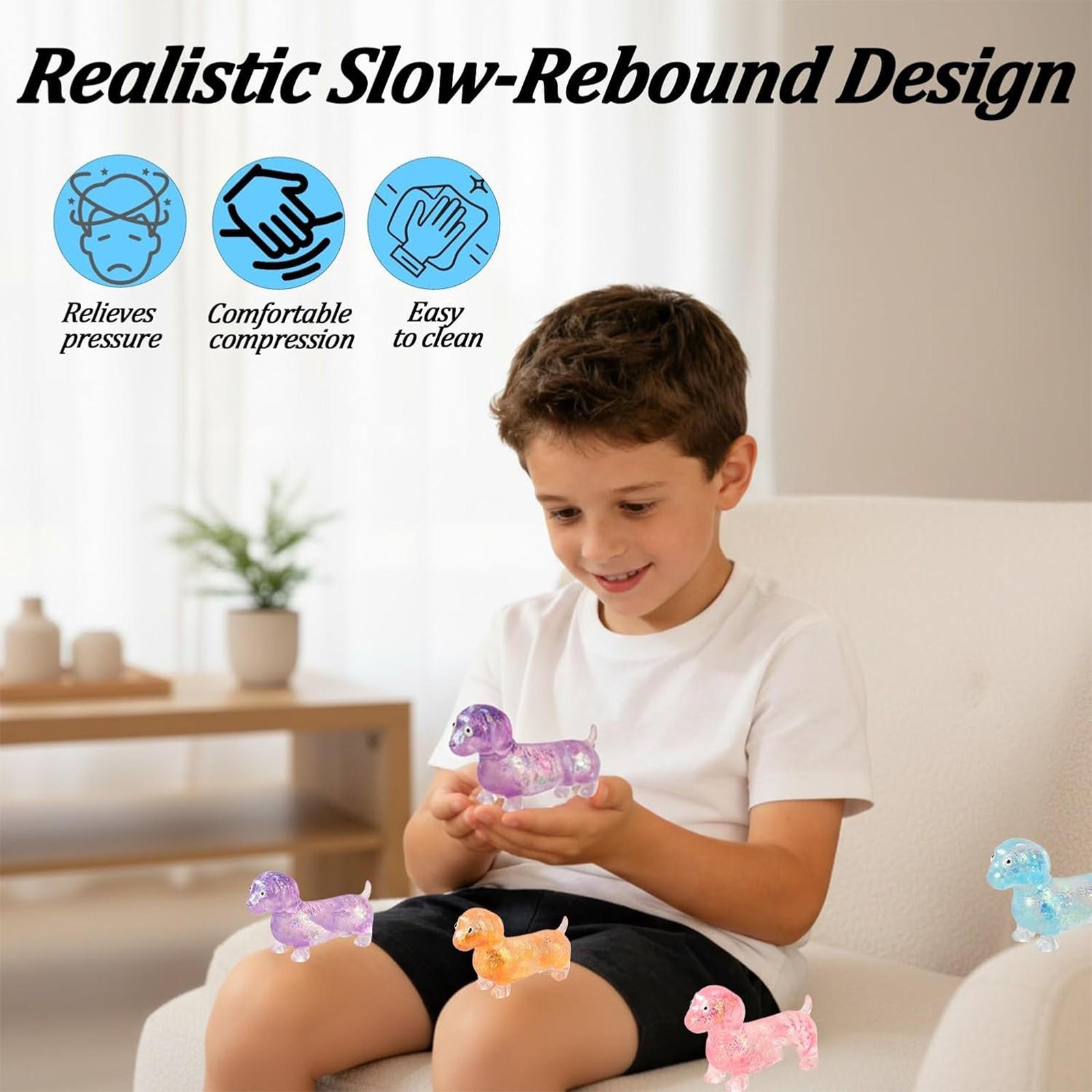 1/2/4PCS Dachshund Squishy Toy, Squishy Weiner Dog, Stress Relief Toy, Glitter Weiner Dog Maltose Stress Ball, Slow Rise Fidget for Anxiety Relief, Soft Squeeze Desk Gadget for Home Office Travel