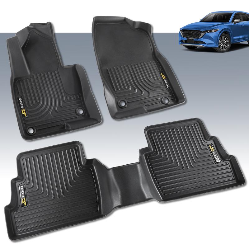 CROSSDESIGN Weather beater TPE Floor Mats Waterpoof Front & 2nd Seat TPE Fit For 2017-2024 Mazda CX5