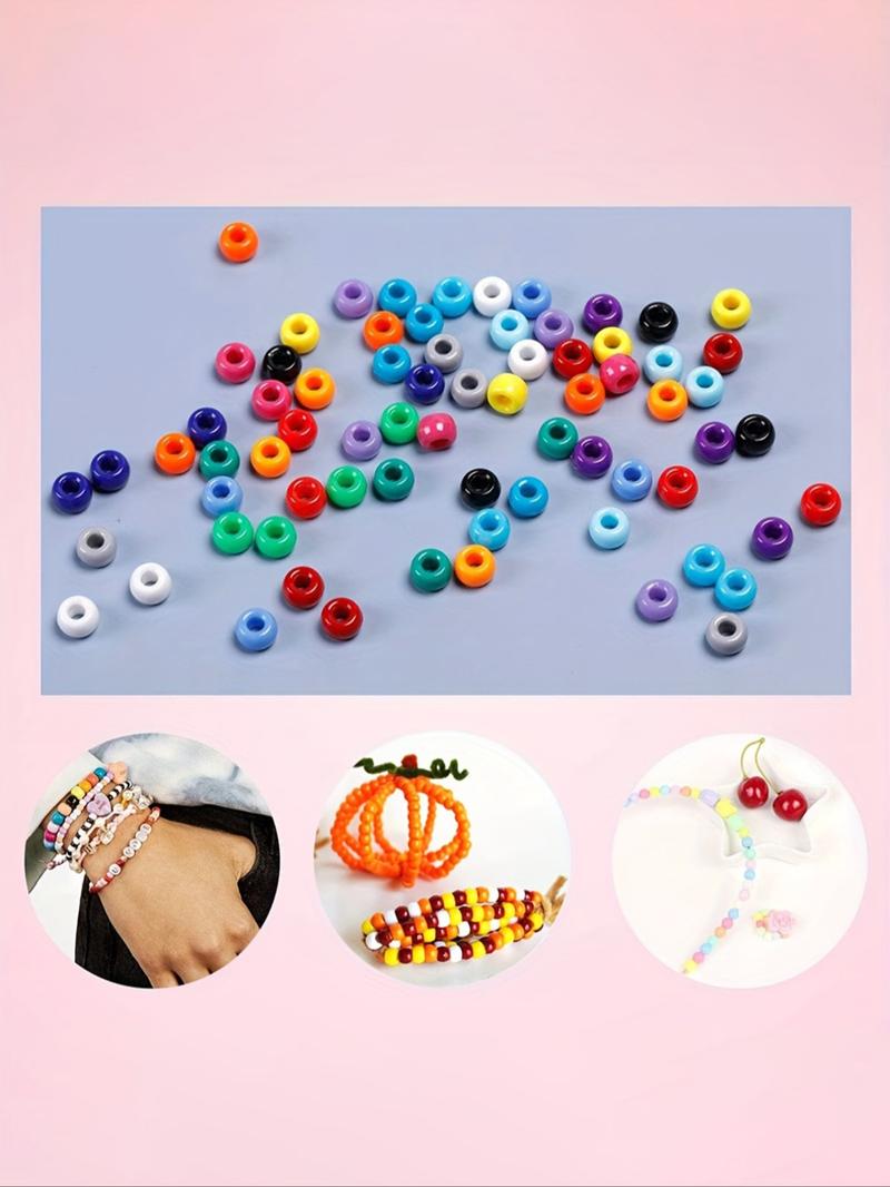 2700/3600pcs Pony Beads Jewelry Making Kit, Colorful Rainbow Hair Beads for Hair Braiding, 24-Color Friendship Bracelet Beads, Bead Assortment