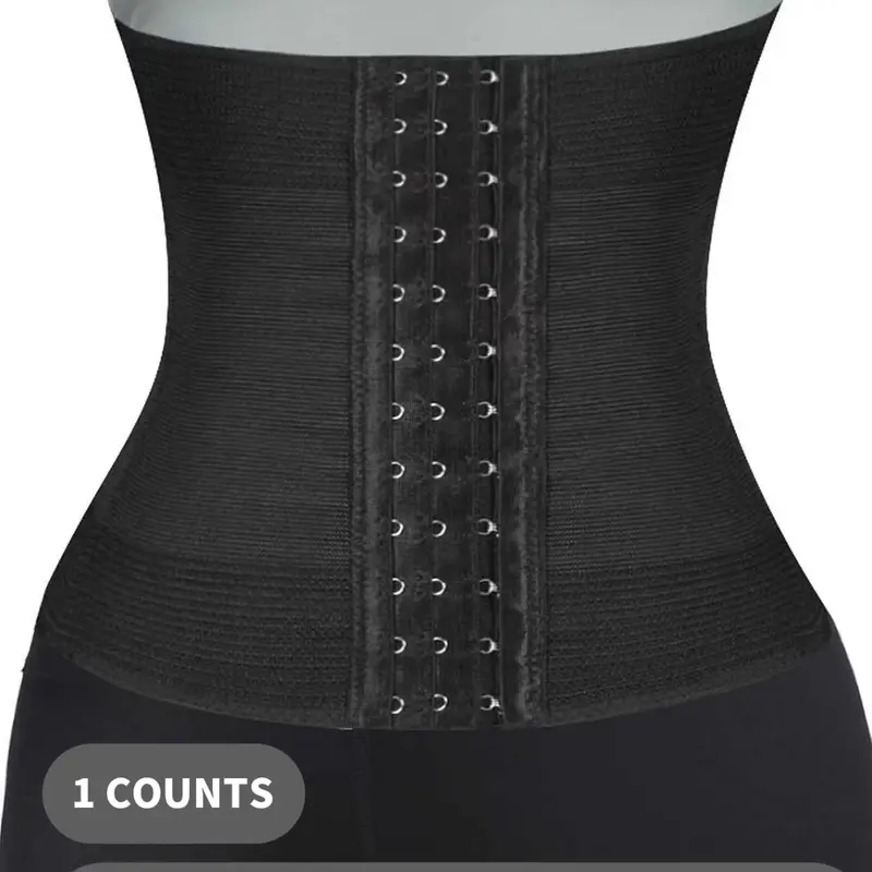 Women's Solid Tummy Control Compression Waist Trainer, Hook and Eye Closure High Waist Body Shaper, Women's Shapewear Clothing for Postpartum Recovery