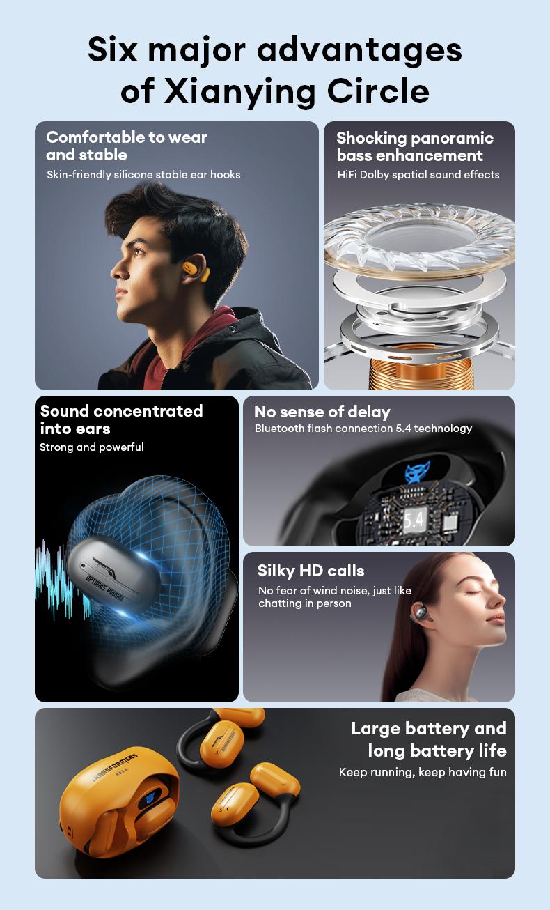 Transformers TF-T20 Wireless Earphones With Passive Noise Reduction, 5.4mm Sound, 360° Surround Sound, Low Latency For Gaming, High Definition Calls, And Microphone, Suitable for running fitness wear