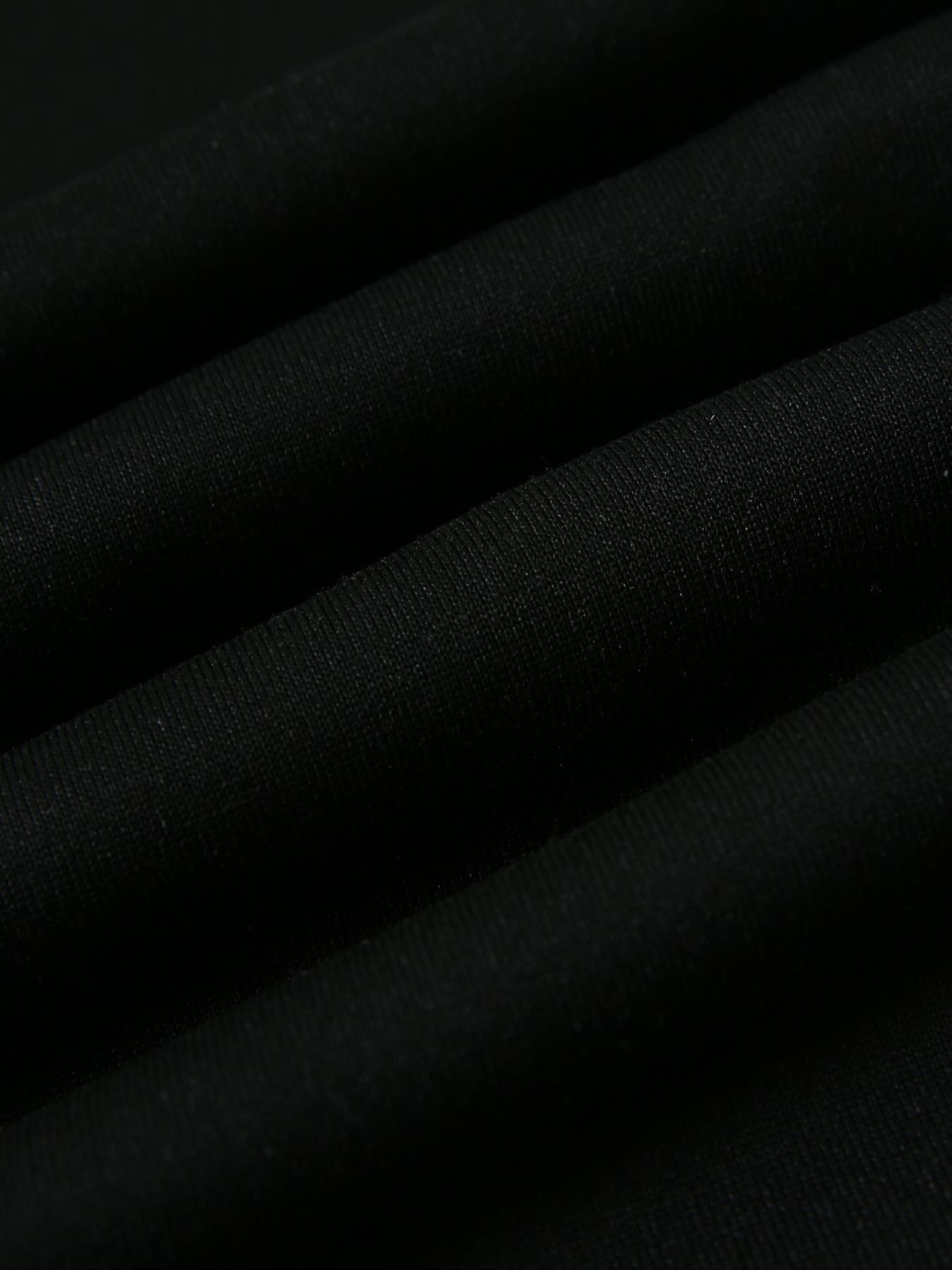 Men's Street Style Fitted Pants, Block Micro Flare Sweatpants, Loose Drawstring Casual Sports Pants, Trendy Wide Leg Trousers