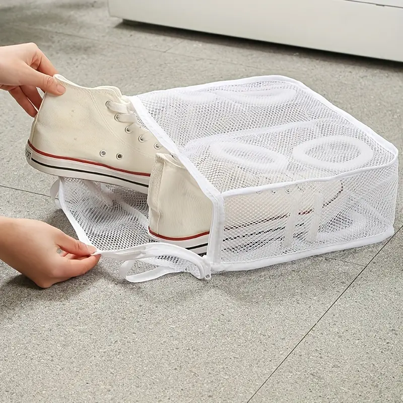 1 set of hanging shoe washing bag, machine wash anti deformation shoe protection mesh bag, household lazy shoe cleaning and drying integrated storage bag