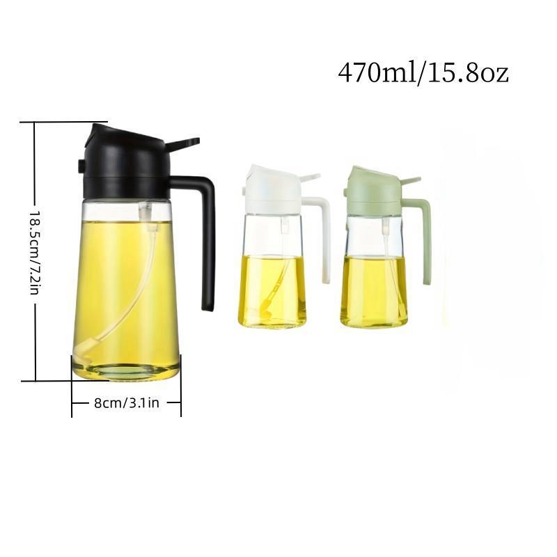 470ml Oil Sprayer Bottle, Bottle Original, Household Multicoloured Non-toxic Oil Dispensers, Automatic Opening & Closing Oil Sprayer Bottle, Reusable and Durable, White Clear Cooking Oil Sprayer Bottle, Kitchen Gadgets Spray Oil