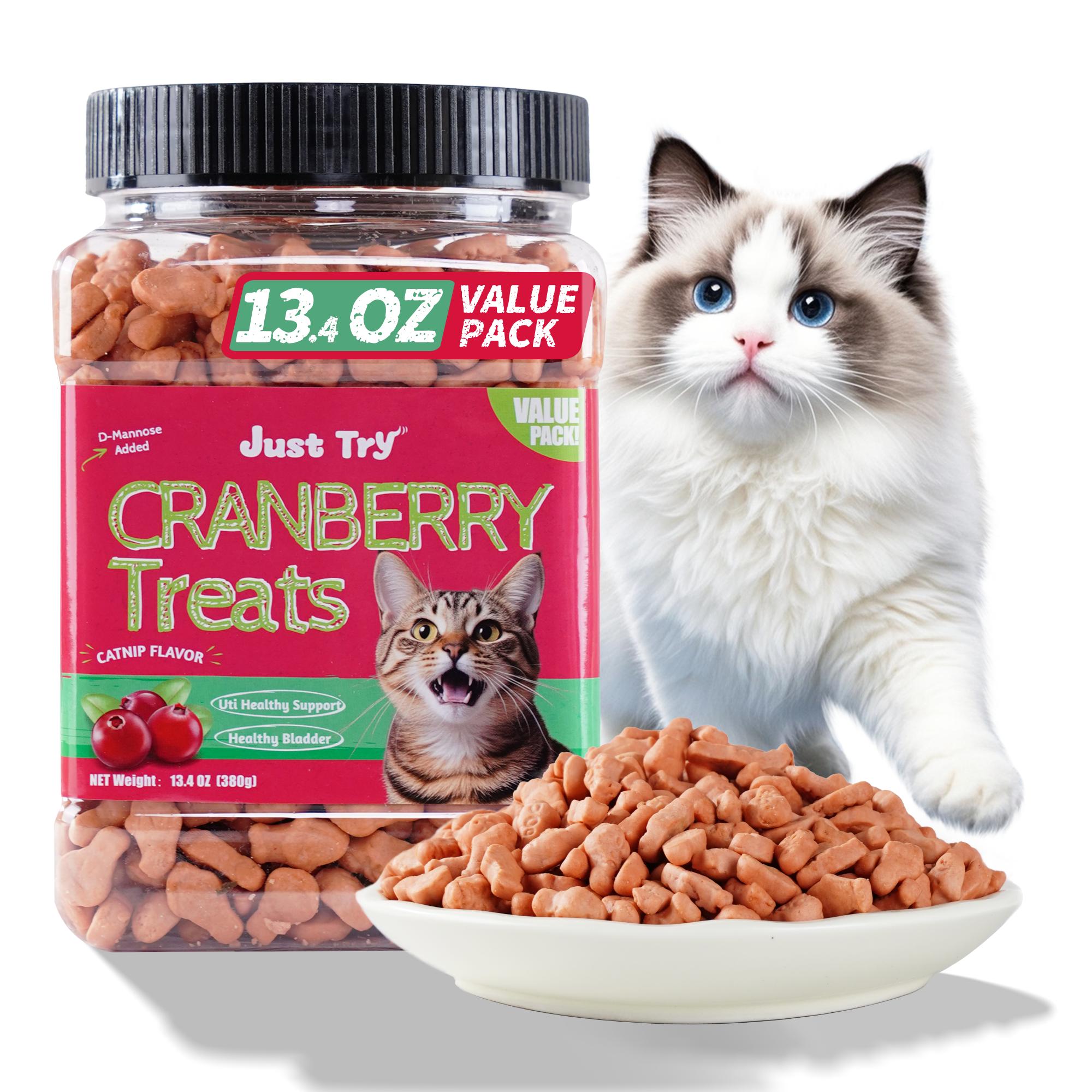 13.4 OZ Cat Treats Urinary Tract Health Supplement Cranberry and D-Mannose for Kidney Bladder and UT Support Salmon Flavor Crunchy Chews Cat Loves Food Natural