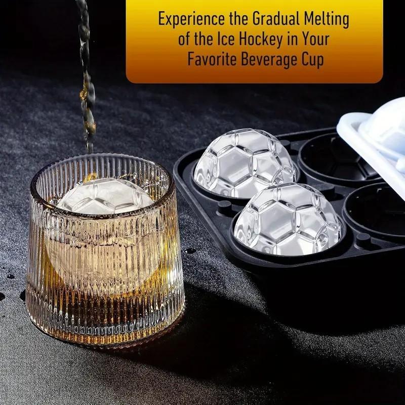 World Cup Football Large Ice Ball Mold, Coffee Ice Cube Tray, Round Ice Grid Mold, Perfect for Beverages and Drinks