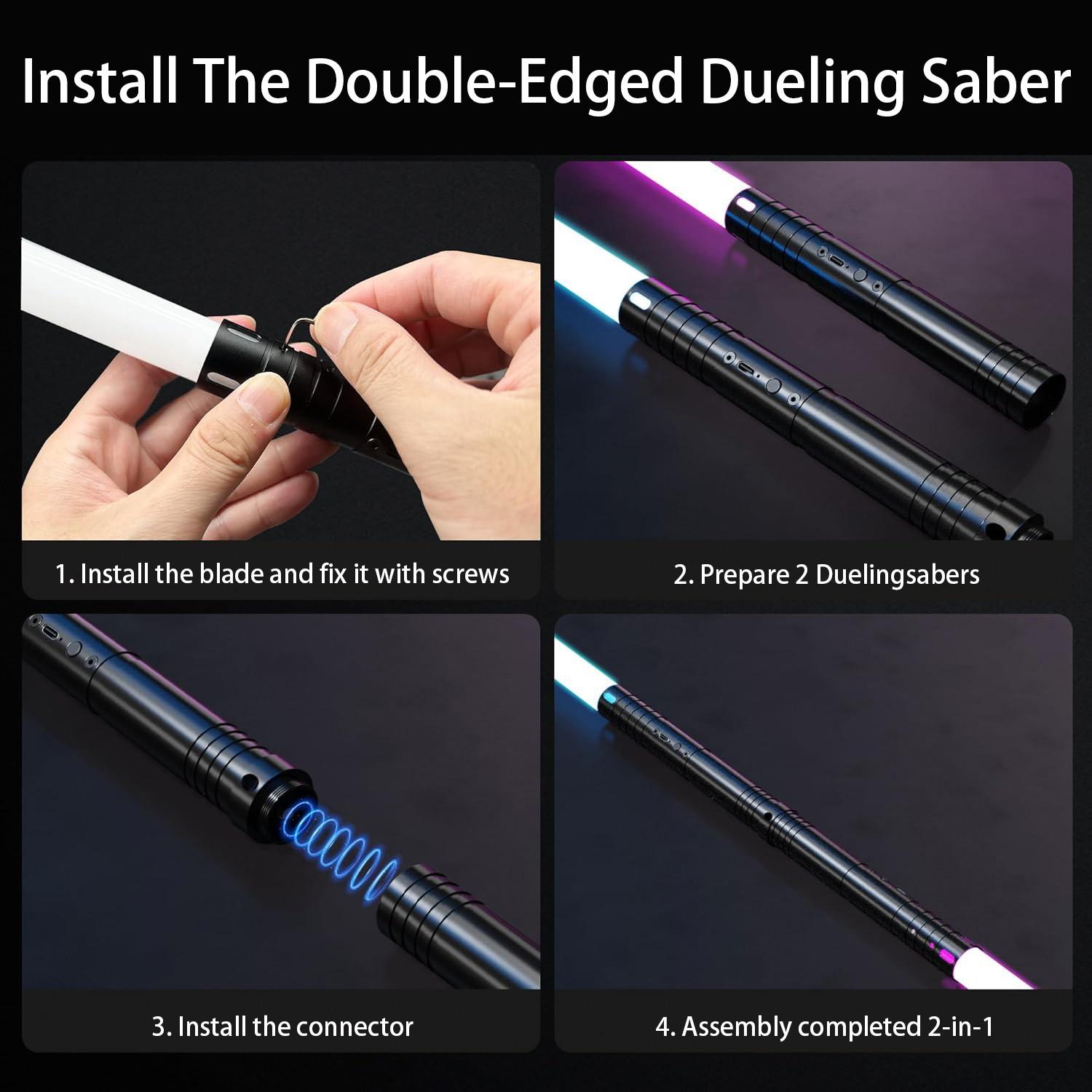 2-in-1 Double Bladed Laser Sword with Metal Hilt, RGB Colors & Sound Mode, Force FX Dueling Sword, Rechargeable Glow Sword for Cosplay, Glow in The Dark Party, Birthday & Holiday Gift for Him, lightsaber