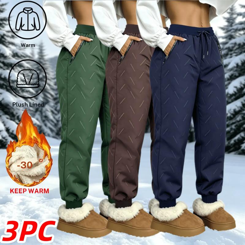 Women’s Fleece-Lined Waterproof Winter Joggers - Thermal Warm, Slim-Fit, Everyday Wear Snow Pants for Hiking, Skiing Cold Weather Outdoor Sports