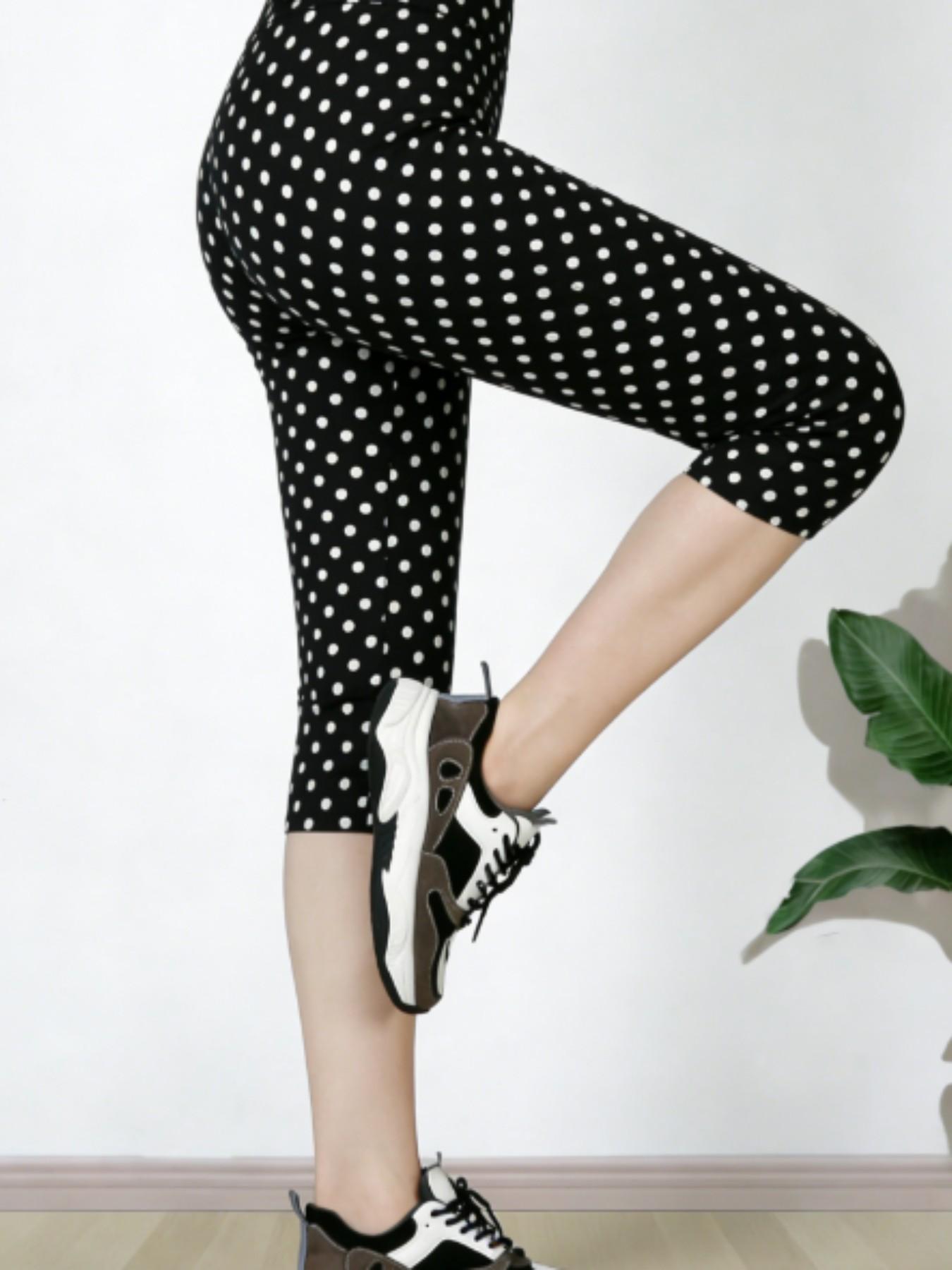 2pcs Women's High-Waisted Polka Dot Capri Pants, Slim-Fitting Knee-Length, Ideal for Parties, Nightclubs, and Streetwear