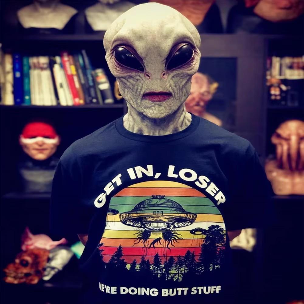 Halloween Alien Latex Mask - Unisex Adult Mature Space Element Cosplay Horror UFO Skull Helmet, Carnival Dress-Up Party Costume Prop Accessories for Novelty Toy Enthusiasts