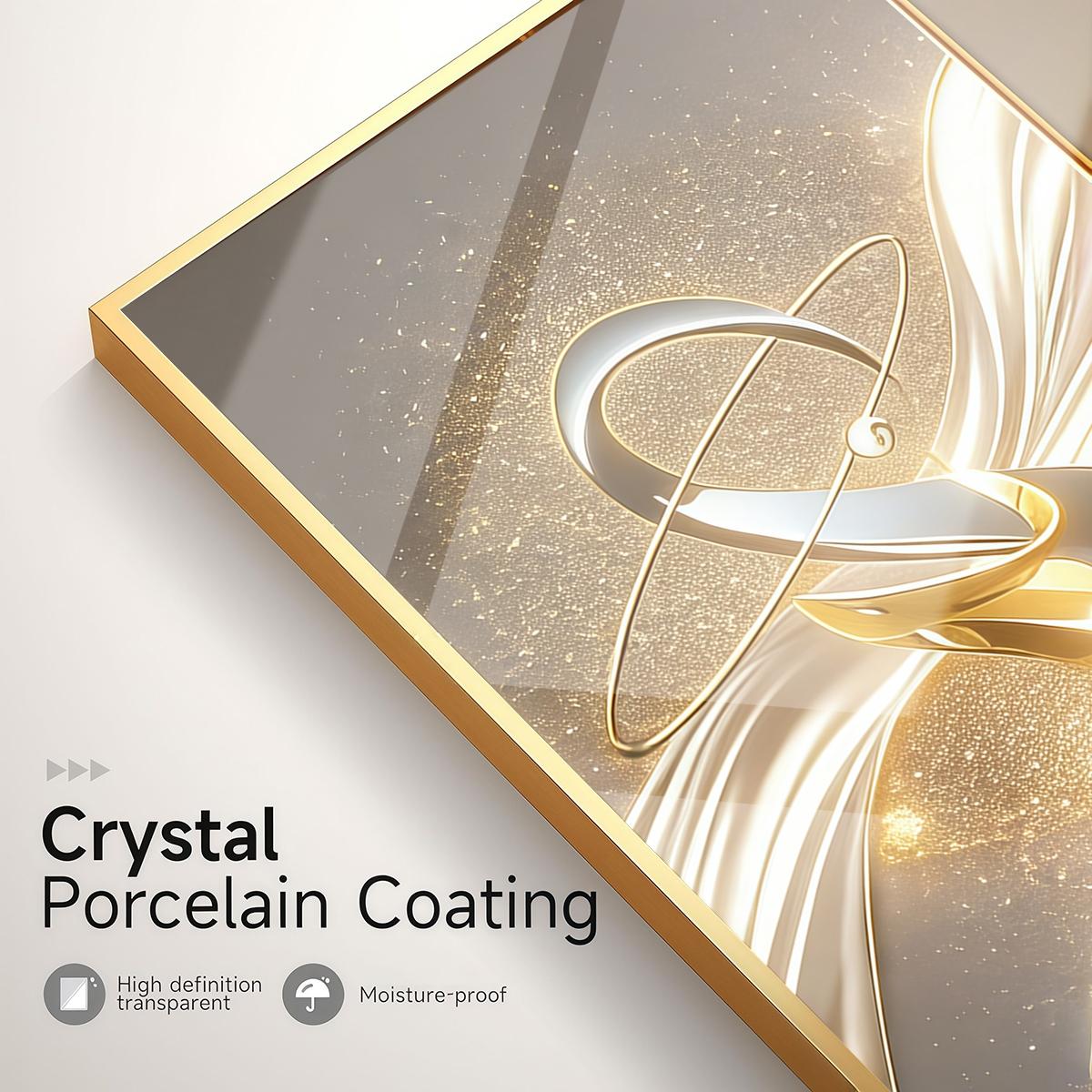 3 Counts Aluminum Alloy Framed Painting, Golden Abstract Sculpture Art Pictures, Home Decoration For Living Room, Bedroom, Office, Restaurant, Hallway Wall Decor, Odorless Print Artwork, Luxury Perfect Gift For Friends And Family