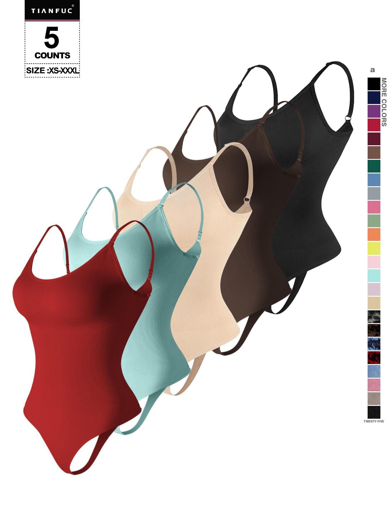 Women's Solid-Color Adjustable-Strap Shapewear Bodysuit, Tummy-Control Spaghetti-Strap Slim Shaper, Seamless Underwear for Women, Invisible Shaper