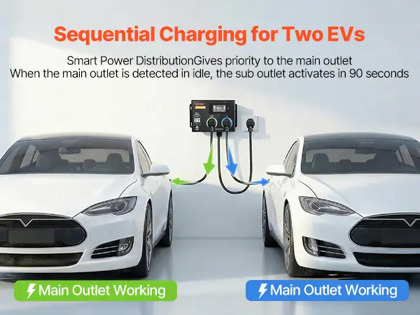 【toolupgrade】VEVOR Automatic EV Charging Switch, NEMA 14-30, Splitter Switch for Dryer EV Charger, 24A Max 240V Smart Power Distribution with Circuit Breaker, Real-Time Display, for EVs, Ovens, Dishwashers, ETL