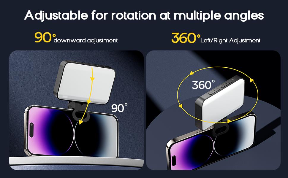 LED Mini Portable Selfie Ring Light, 60 Lamp Beads, 3 Lighting Modes and 10 Brightness Levels, Clip-On to Phone/Camera/Laptop, Rechargeable Video Light, Suitable for Live Streaming/Makeup/TikTok, Computer, Laptop, Zoom Video Conferencing