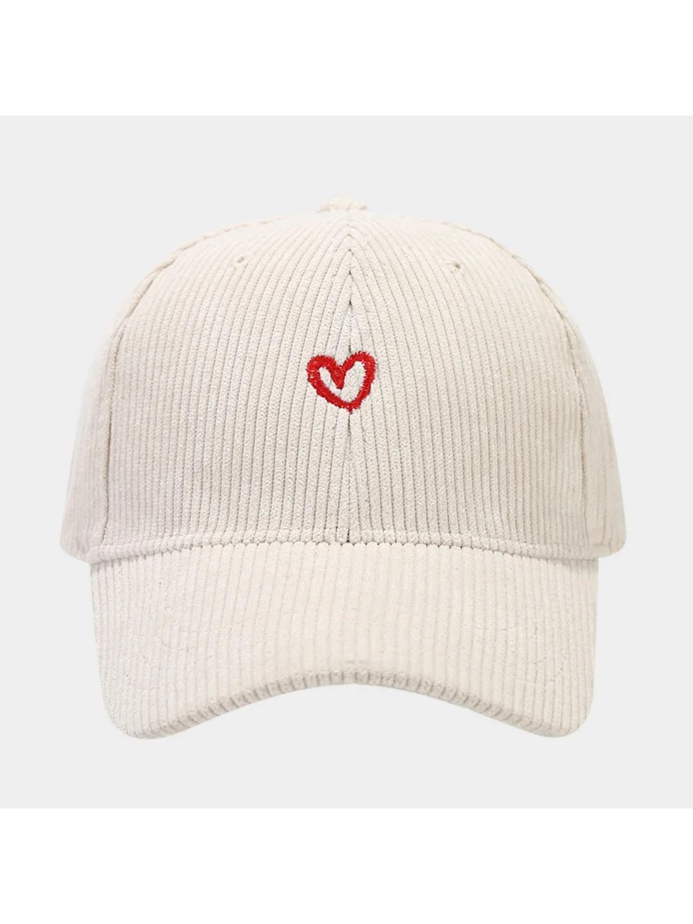 New Little Love Embroidered Corduroy Baseball Cap Spring and Autumn Women's Korean Fashion Simple Sun Hat Outdoor Casual Caps