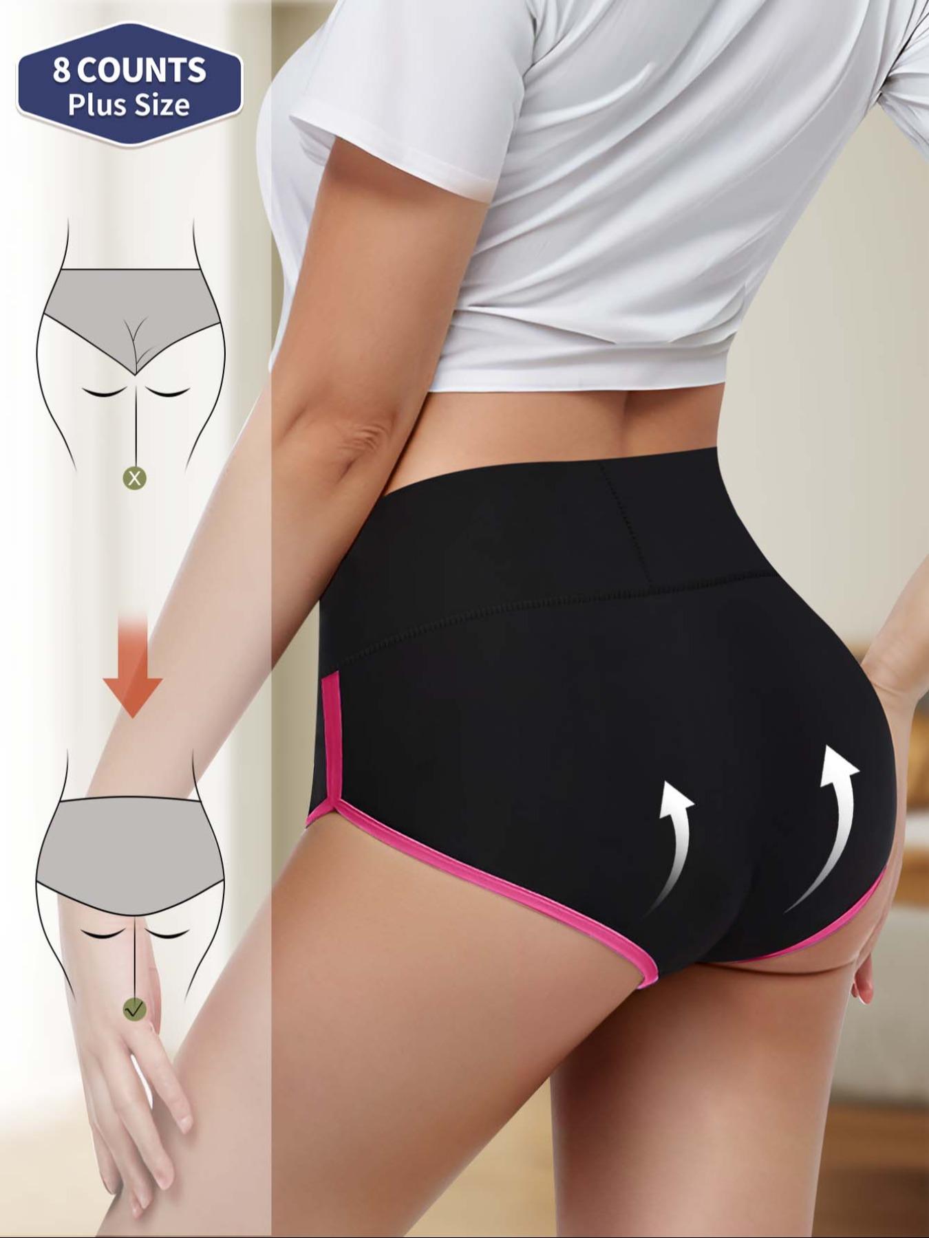 【Plus Size】 Butterfly & Letter Print Contrast Binding Brief, Fashion Breathable Underwear, Soft Comfy Breathable Panty for Daily Wear, Women's Underwear for All Seasons