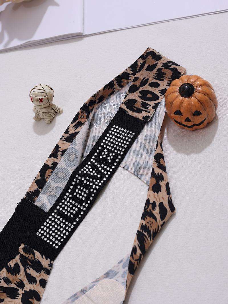 Women's Leopard Print One-Piece Thong Panties, Casual Slim-Fit Design, All-Season Comfortable Underwear, 12-Pack Packaged, Shaping Panties