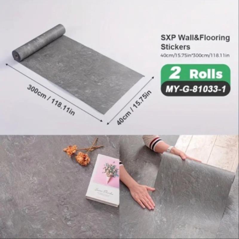 2 Rolls SXP Self-Adhesive Wall Floor Tiles, Peel and Stick 15.75"X118" Vinyl, Aluminum Foil Backing, Modern Wood Grain and Marble Pattern, 30 Colors Available, Home Decor, Easy to Apply Wall Film, Suitable for All Indoor Spaces