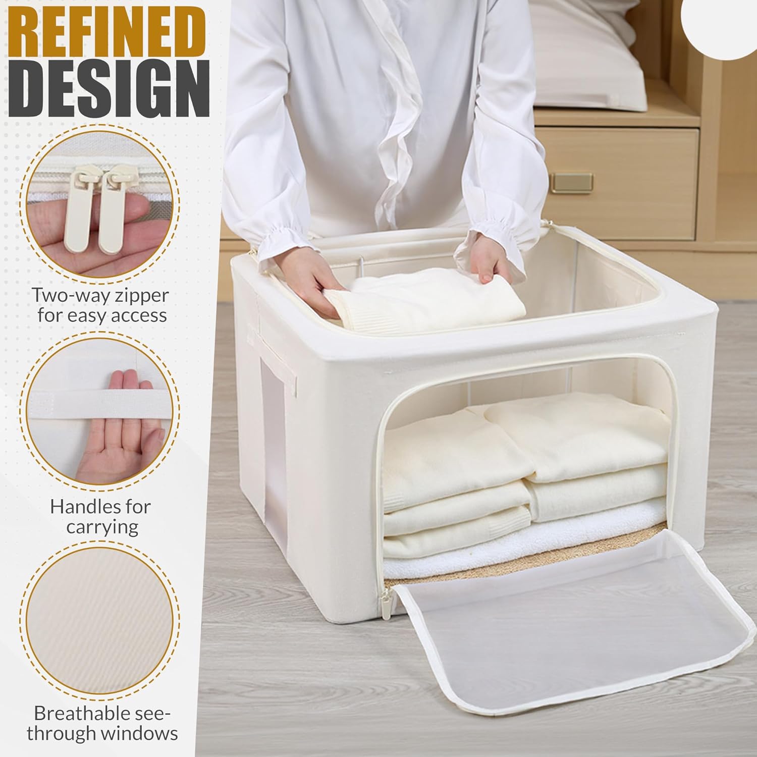 Foldable Steel Frame Storage Box, Transparent Organizer for Clothes and Blankets, Home Use Closet Storage Solution, 1 Piece