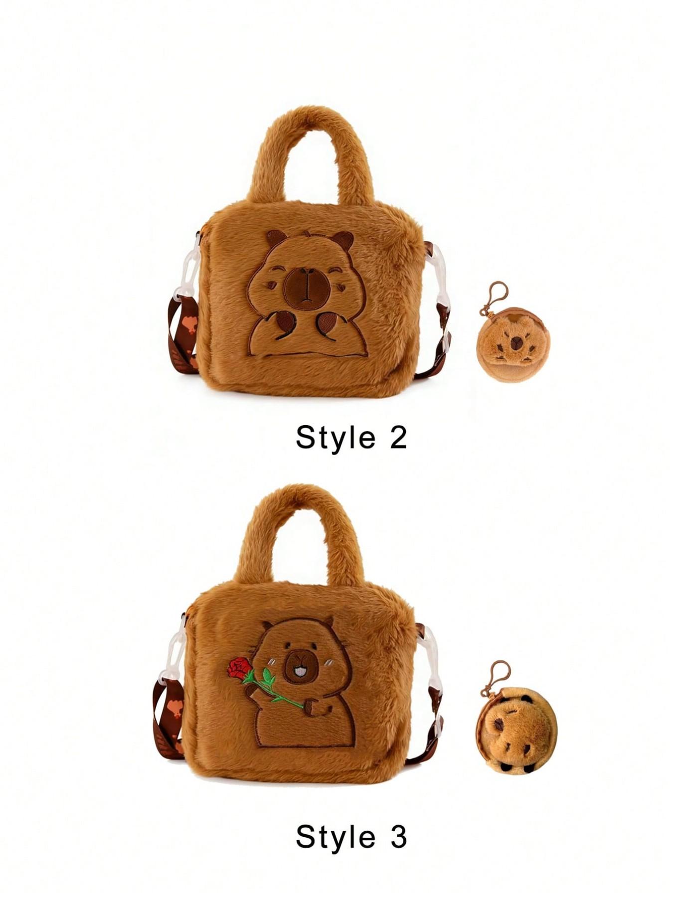 Dolphin Plush Crossbody Bag Set, Cute Animal Pattern, Soft Full Plush Material, Keychain, Small Item Organizer, Mother's Day Gift