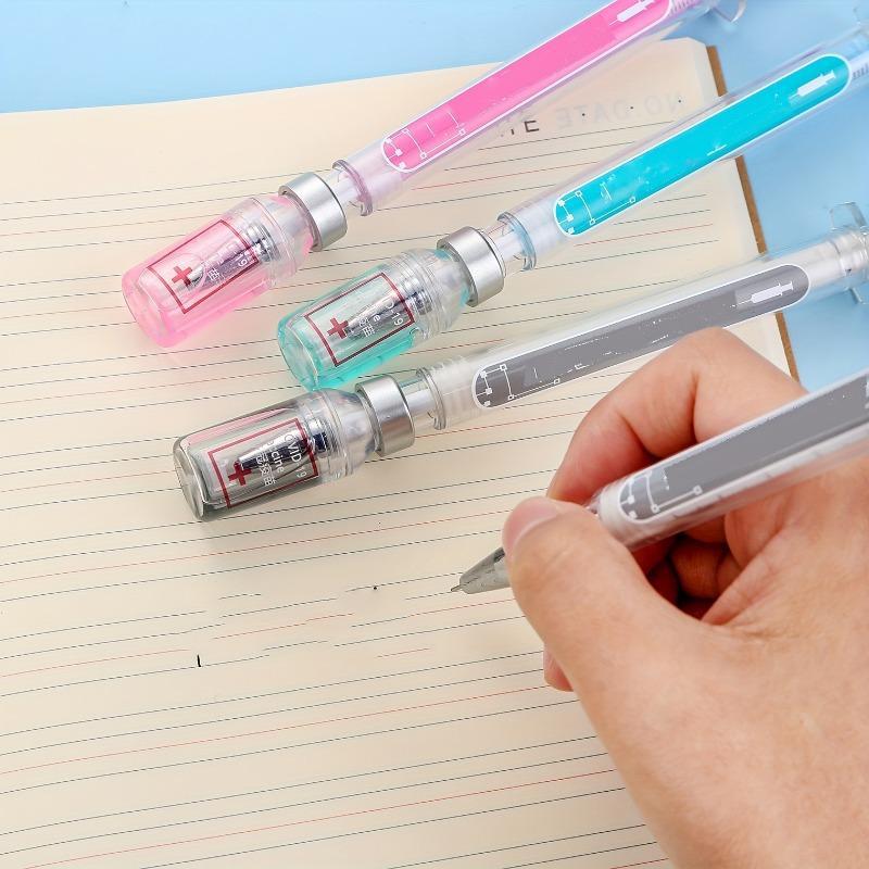 6pcs/set Medical Syringe Gel Ink Pens - Realistic Squeeze-Activated Rollerball Pens with Gel Refill System, Squeeze-to-Write Action for Nurses, Doctors, Medical Students - Durable Plastic Vaccine-Themed Writing Tools